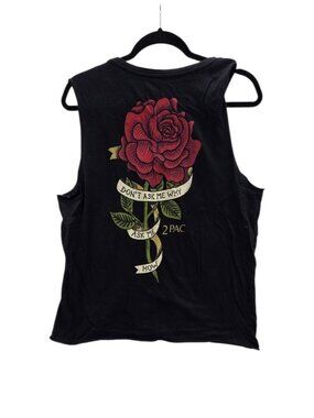 2 Pac Shirt Womens XXL Tank Top Black Sleeveless Pullover Front Tie Raw hems
